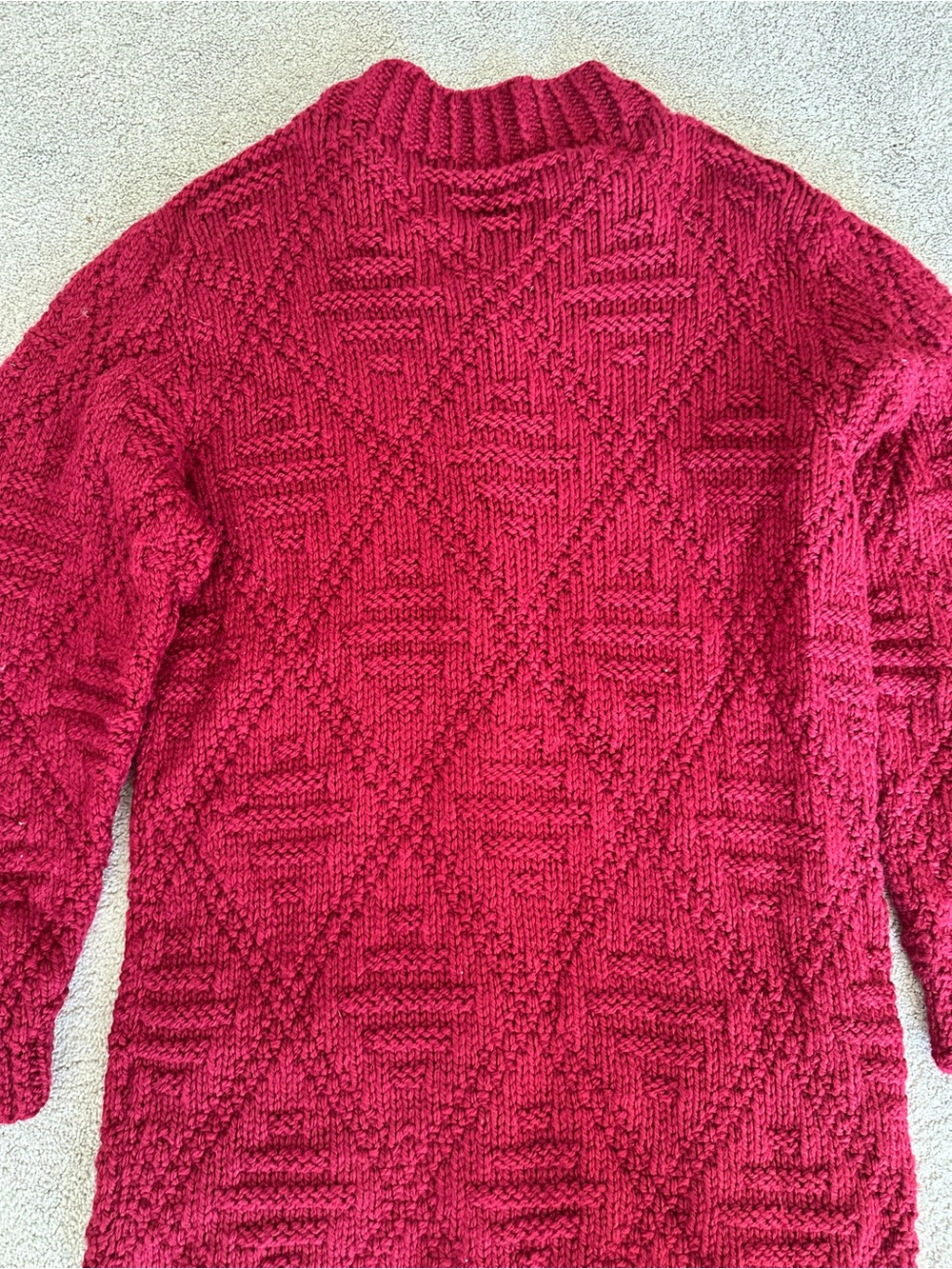 NONIA Vintage Hand Knit Wool Cardigan Sweater Raspberry Size Large** - Picture 11 of 14